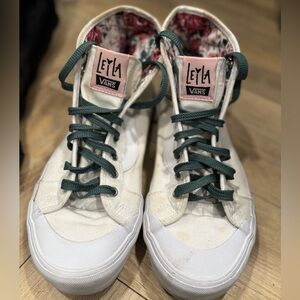 VANS Leila Hurst Sk8 High‎ Floral Skate Shoes White Womens Size 9.5